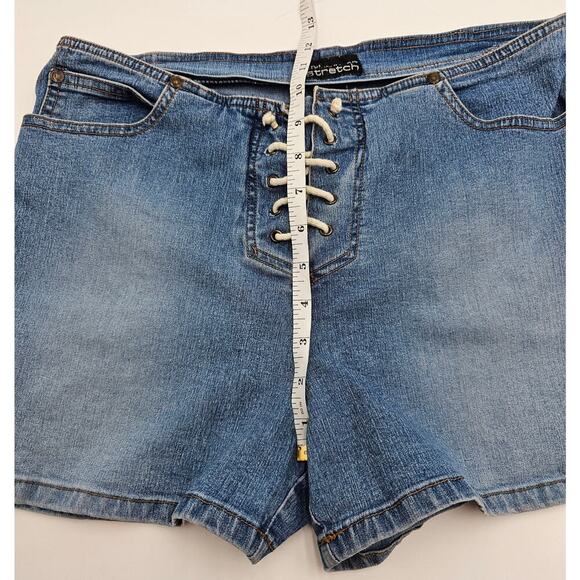 Vtg Y2K No Boundaries Junior's 13 Stretch Lace Up Jean Shorts - Picture 5 of 7